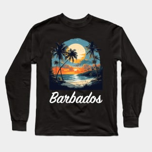Barbados Sunset (with White Lettering) Long Sleeve T-Shirt